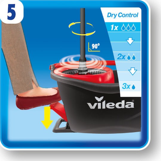 Vileda Περιστρεφόμενη Σετ Κουβάς με Σφουγγαρίστρα με Μικροίνες Easy Wring & Clean Turbo 151153