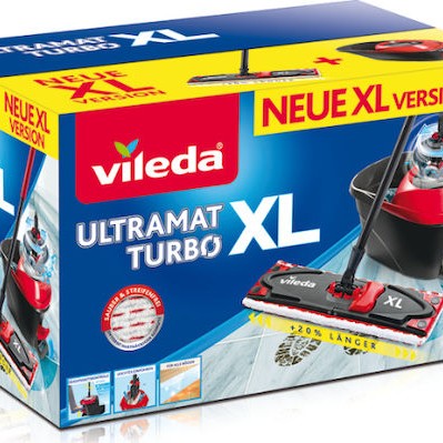 Vileda Σετ Κουβάς με Σφουγγαρίστρα με Μικροίνες Ultramat Turbo Xl Mop Dry&wet 163427