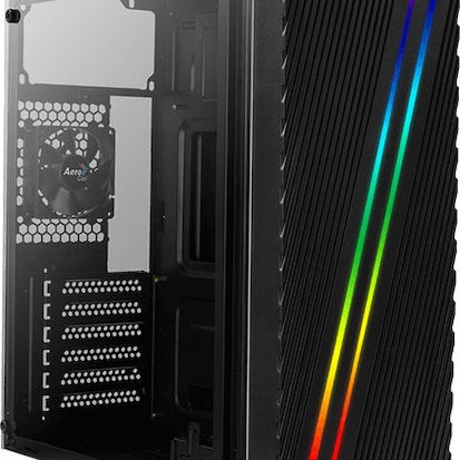 Aerocool Streak Gaming Midi Tower Κουτί Υπολογιστή με Πλαϊνό Παράθυρο και RGB Φωτισμό Μαύρο