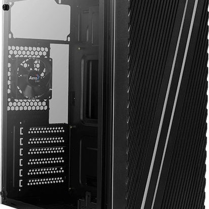 Aerocool Streak Gaming Midi Tower Κουτί Υπολογιστή με Πλαϊνό Παράθυρο και RGB Φωτισμό Μαύρο