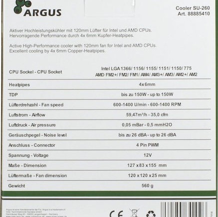 Inter-Tech Argus SU-260 Ψύκτρα Επεξεργαστή για Socket AM4/115x/AM3/AM3+ Πορτοκαλί