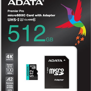 Adata Premier Pro microSDXC 512GB Class 10 U3 V30 A2 UHS-I