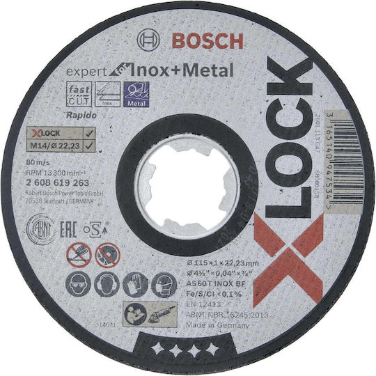 Bosch Δίσκος Κοπής Μετάλλου 115mm 2608619263