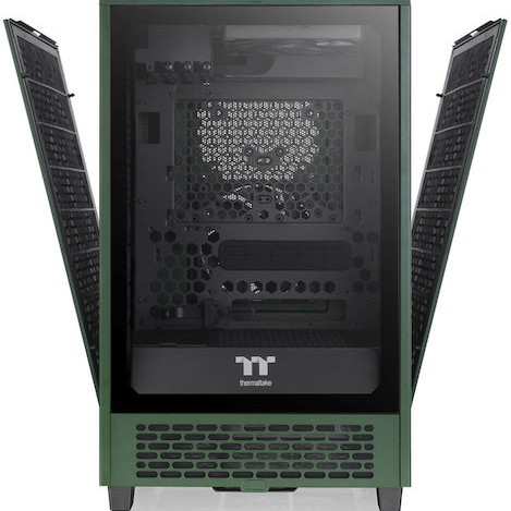 Thermaltake The Tower 200 Mini Chassis Gaming Mini Tower Κουτί Υπολογιστή με Πλαϊνό Παράθυρο Racing Green