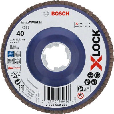 Bosch X-LOCK X571 Δίσκος Λείανσης Μετάλλου 125mm G80