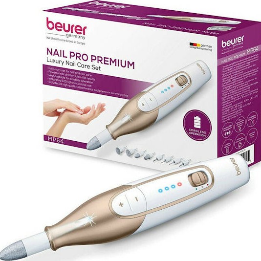 Beurer MP 64 Τροχός Νυχιών Μπαταρίας Λευκός με 4400 Στροφές ανά Λεπτό
