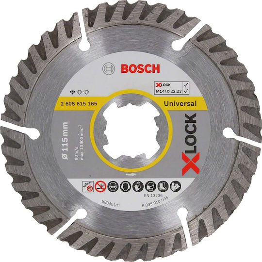 Bosch X-Lock Standard Universal Δίσκος Κοπής Δομικών Υλικών 115mm 2608615165