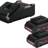 Bosch Σετ 2 Μπαταριών Εργαλείου Λιθίου 18V Χωρητικότητας 4Ah με Φορτιστή GAL 18V-40