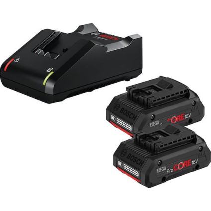 Bosch Σετ 2 Μπαταριών Εργαλείου Λιθίου 18V Χωρητικότητας 4Ah με Φορτιστή GAL 18V-40