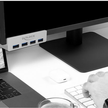DeLock USB 3.0 Hub 4 Θυρών με σύνδεση USB-A Ασημί