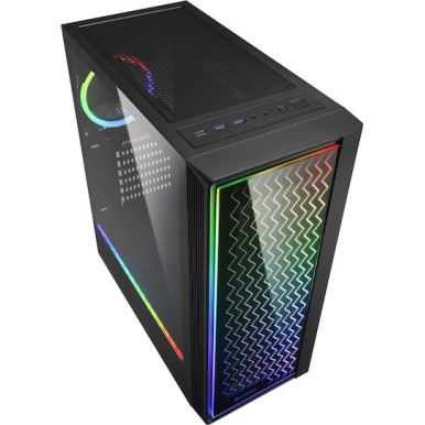 Sharkoon RGB Lit 200 Gaming Midi Tower Κουτί Υπολογιστή με Πλαϊνό Παράθυρο Μαύρο