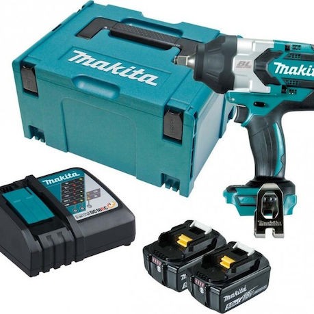 Makita Brushless Μπουλονόκλειδο Μπαταρίας 18V 2x5Ah με Υποδοχή 1/2