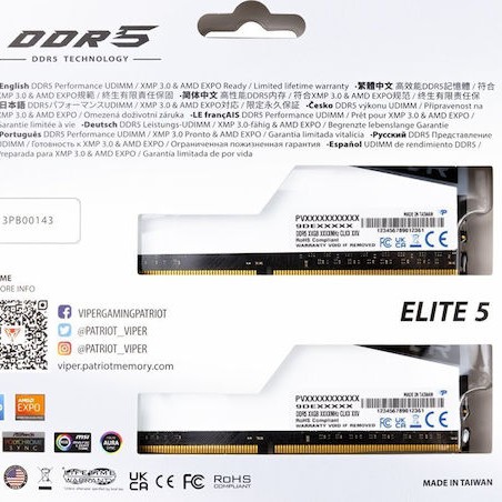 Patriot Viper Elite 5 DDR5 32GB RAM με 2x16GB Modules και Ταχύτητα 6200 για Desktop