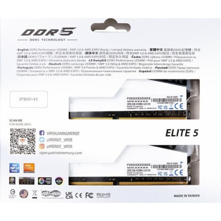 Patriot Viper Elite 5 DDR5 32GB RAM με 2x16GB Modules και Ταχύτητα 6200 για Desktop
