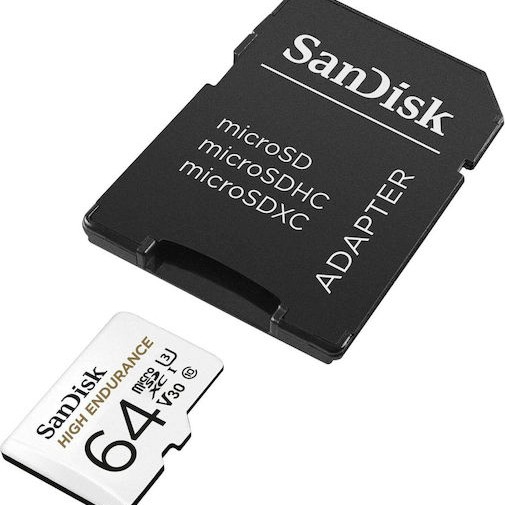 Sandisk High Endurance microSDXC 64GB Class 10 U3 V30 UHS-I με αντάπτορα