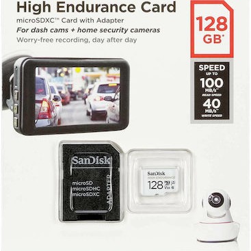 Sandisk High Endurance microSDXC 128GB Class 10 U3 V30 UHS-I με αντάπτορα