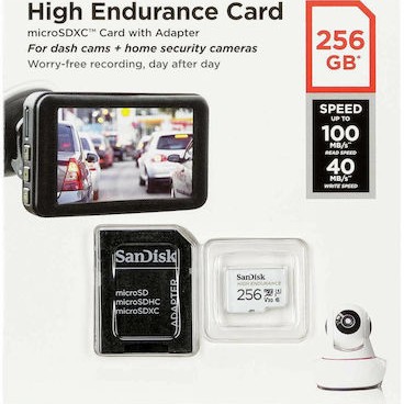 Sandisk High Endurance microSDXC 256GB Class 10 U3 V30 UHS-I με αντάπτορα