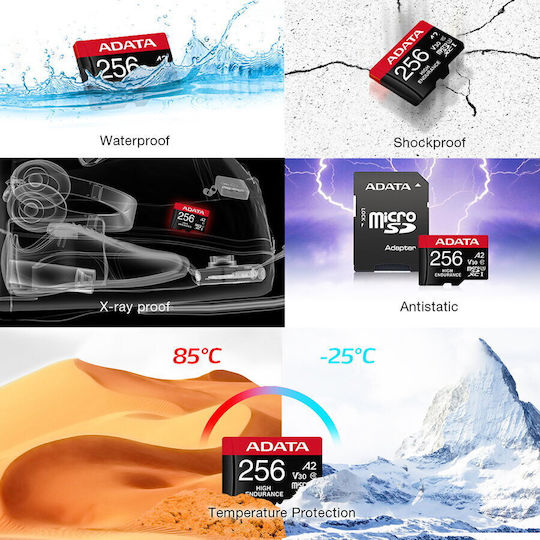 Adata High Endurance microSDXC 256GB Class 10 U3 V30 A2 UHS-I