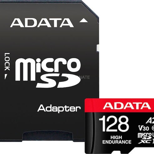 Adata High Endurance microSDXC 128GB Class 10 U3 V30 A2 UHS-I με αντάπτορα
