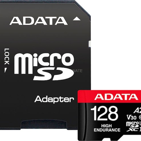 Adata High Endurance microSDXC 128GB Class 10 U3 V30 A2 UHS-I με αντάπτορα