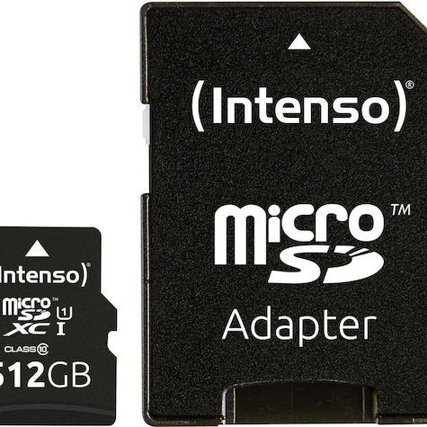 Intenso Premium microSDXC 512GB Class 10 U1 UHS-I με αντάπτορα