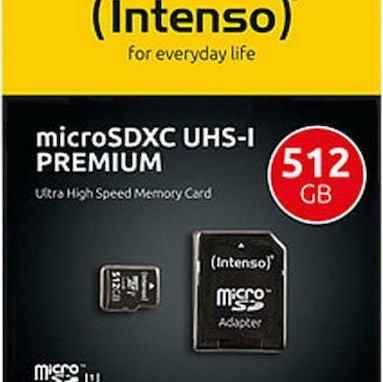 Intenso Premium microSDXC 512GB Class 10 U1 UHS-I με αντάπτορα