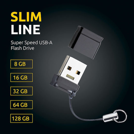 Intenso Slim Line 128GB USB 3.0 Stick Μαύρο