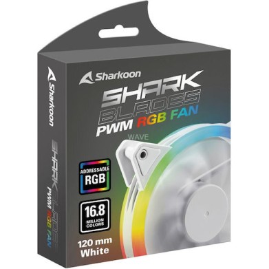 Sharkoon Shark Blades Case Fan 120mm με RGB Φωτισμό και Σύνδεση 4-Pin PWM Λευκό