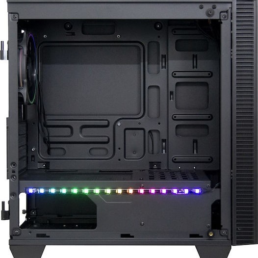 Inter-Tech X-608 Infinity Micro Gaming Midi Tower Κουτί Υπολογιστή με Πλαϊνό Παράθυρο και RGB Φωτισμό Μαύρο