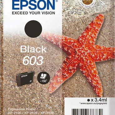 Epson 603 Γνήσιο Μελάνι Εκτυπωτή InkJet Μαύρο (C13T03U14010)