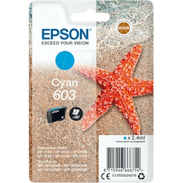 Epson 603 Γνήσιο Μελάνι Εκτυπωτή InkJet Κυανό (C13T03U24010)