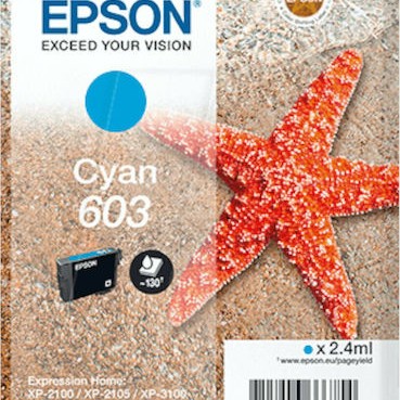 Epson 603 Γνήσιο Μελάνι Εκτυπωτή InkJet Κυανό (C13T03U24010)