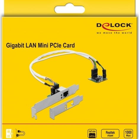 DeLock Ενσύρματη Κάρτα Δικτύου Gigabit (1Gbps) Ethernet Μini PCI-e