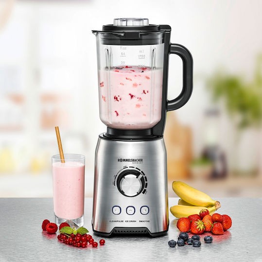 Rommelsbacher MX 1250 Μπλέντερ για Smoothies με Γυάλινη Κανάτα 1.75lt 1200W Μαύρο