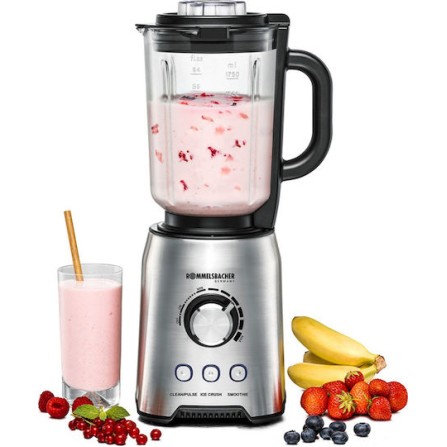 Rommelsbacher MX 1250 Μπλέντερ για Smoothies με Γυάλινη Κανάτα 1.75lt 1200W Μαύρο