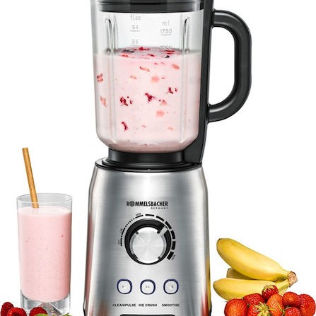 Rommelsbacher MX 1250 Μπλέντερ για Smoothies με Γυάλινη Κανάτα 1.75lt 1200W Μαύρο