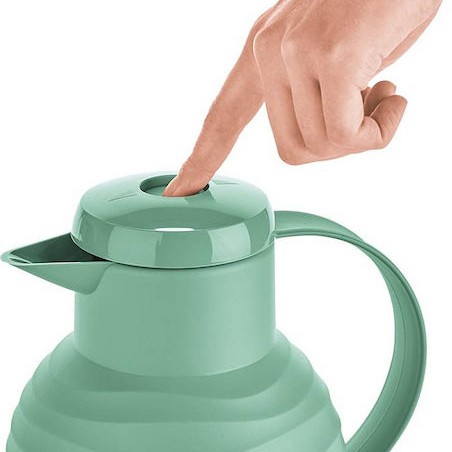 Emsa Samba Wave Vacuum Jug Quick Press Κανάτα Θερμός Πλαστικό 1lt Τιρκουάζ με Λαβή