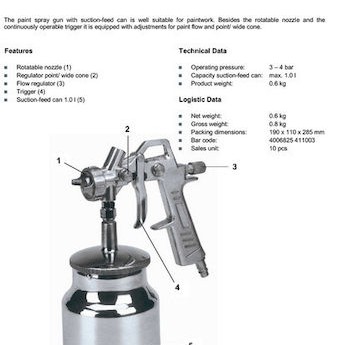 Einhell EFPS 2005 Πιστόλι Βαφής Αέρος Κάτω Δοχείου 1.2mm