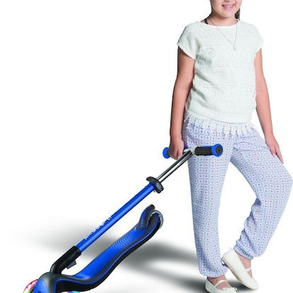 Globber Παιδικό Πατίνι Αναδιπλούμενο Elite Deluxe Lights Τρίτροχο για 3+ Ετών Μπλε