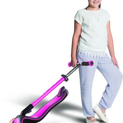 Globber Παιδικό Πατίνι Αναδιπλούμενο Elite Deluxe Lights Τρίτροχο για 3+ Ετών Ροζ