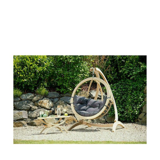 Globo Κρεμαστή Κούνια Φωλιά με Μαξιλάρι Ξύλινη Anthracite Αντοχής έως 120kg Μ121xΠ69xΥ118cm