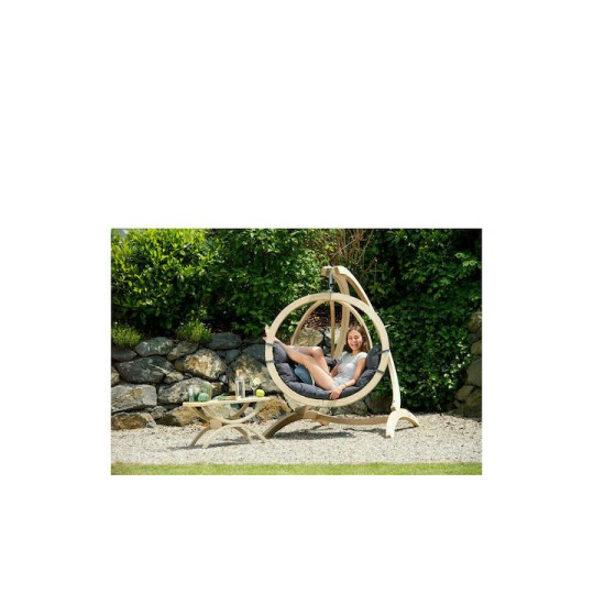 Globo Κρεμαστή Κούνια Φωλιά με Μαξιλάρι Ξύλινη Anthracite Αντοχής έως 120kg Μ121xΠ69xΥ118cm