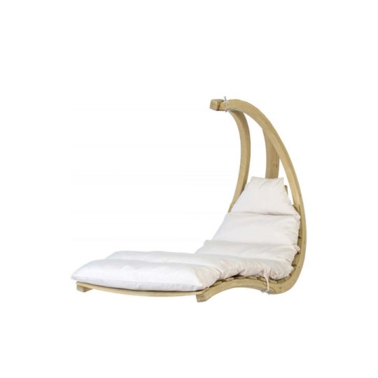 Lounger Κρεμαστή Κούνια Πολυθρόνα με Μαξιλάρι Ξύλινη Μπεζ Αντοχής έως 120kg Μ57xΠ114xΥ157cm
