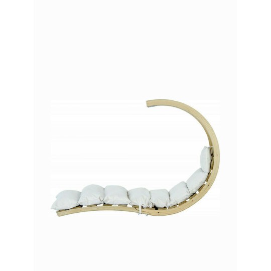 Lounger Κρεμαστή Κούνια Πολυθρόνα με Μαξιλάρι Ξύλινη Μπεζ Αντοχής έως 120kg Μ57xΠ114xΥ157cm