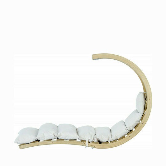 Lounger Κρεμαστή Κούνια Πολυθρόνα με Μαξιλάρι Ξύλινη Μπεζ Αντοχής έως 120kg Μ57xΠ114xΥ157cm