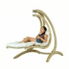 Lounger Κρεμαστή Κούνια Πολυθρόνα με Μαξιλάρι Ξύλινη Μπεζ Αντοχής έως 120kg Μ57xΠ114xΥ157cm