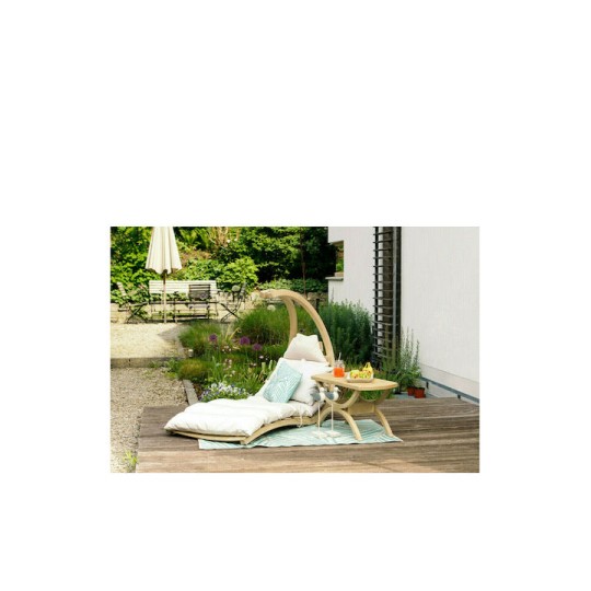 Lounger Κρεμαστή Κούνια Πολυθρόνα με Μαξιλάρι Ξύλινη Μπεζ Αντοχής έως 120kg Μ57xΠ114xΥ157cm