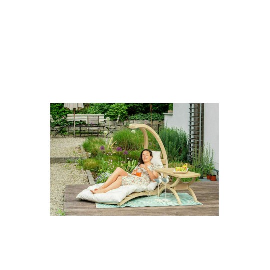 Lounger Κρεμαστή Κούνια Πολυθρόνα με Μαξιλάρι Ξύλινη Μπεζ Αντοχής έως 120kg Μ57xΠ114xΥ157cm