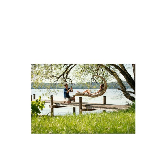 Lounger Κρεμαστή Κούνια Πολυθρόνα με Μαξιλάρι Ξύλινη Μπεζ Αντοχής έως 120kg Μ57xΠ114xΥ157cm