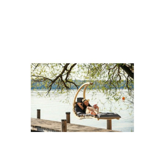Lounger Κρεμαστή Κούνια Πολυθρόνα με Μαξιλάρι Ξύλινη Μπεζ Αντοχής έως 120kg Μ57xΠ114xΥ157cm
